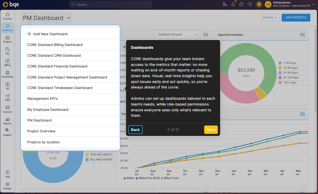 Fig. 4) A Dashboard for each Department, all on the same Interface