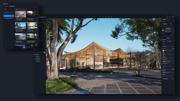 Fig. 6) Scene library presets streamline creative direction—choose from curated environments that suit your project narrative in seconds.