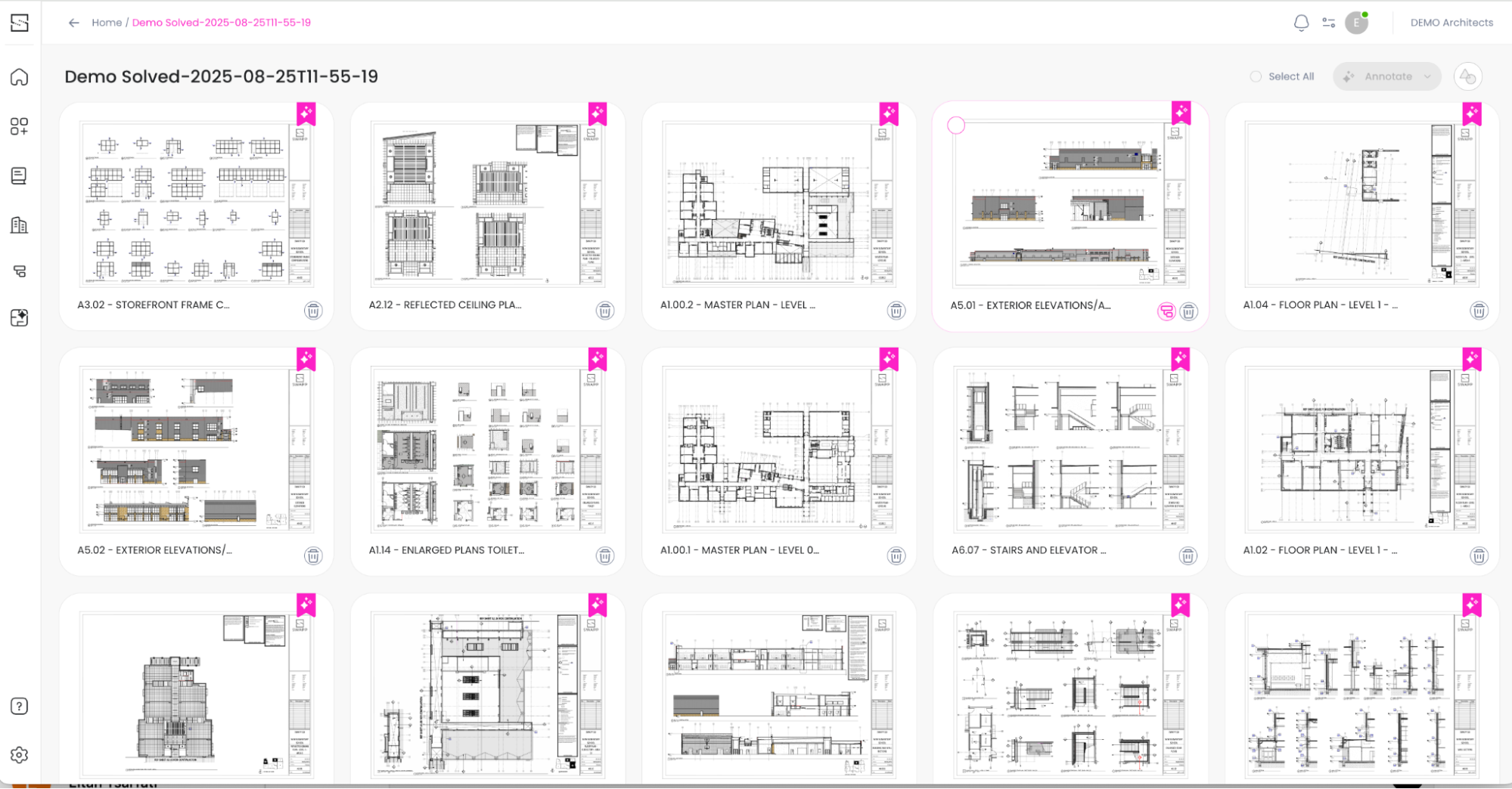 Fig. 2) Swapp transforms schematic designs into organized DD/CD sheets in Revit, aligned with firm standards.