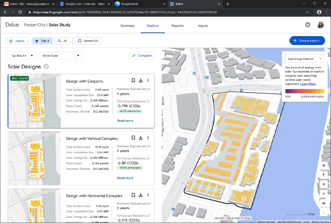 Fig. 11) Solar Design inside Google Earth